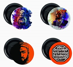 Picture of Chhatrapati Shivaji Maharaj | Round Pin Button Badges | Pack of 4