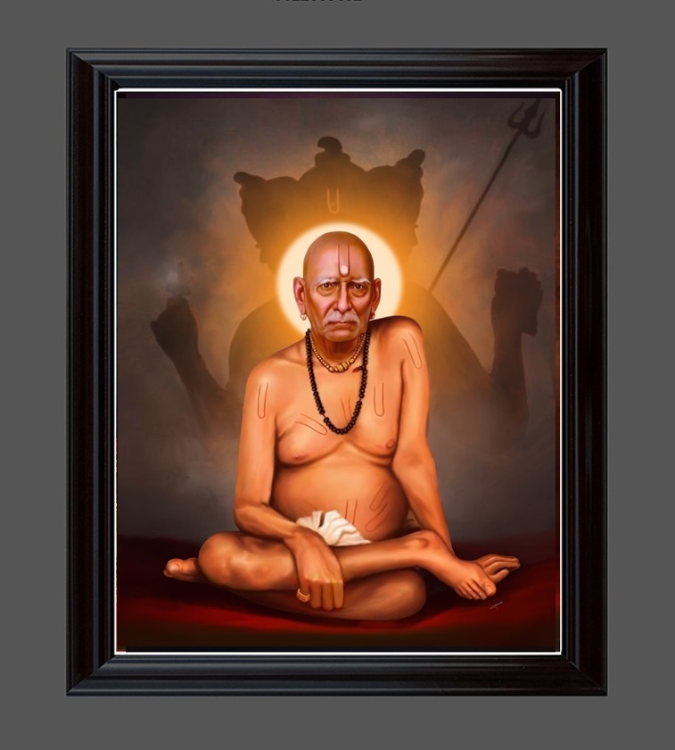 Buy BM TRADERS Silver Zari Work Photo of Swami Samarth with Datta Maharaj  in Golden Frame Big, Wood, Wall Mount (14 x 18 inch) Online at Best Prices  in India - JioMart.